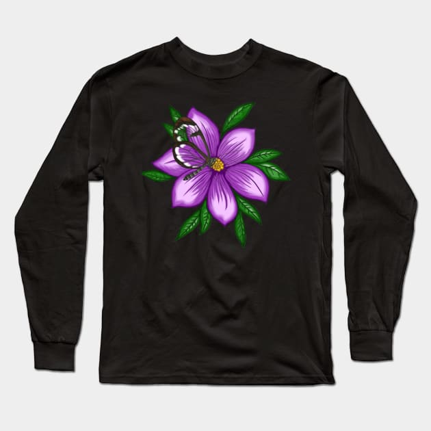 Glass-Winged Butterfly Long Sleeve T-Shirt by ArtAndBliss